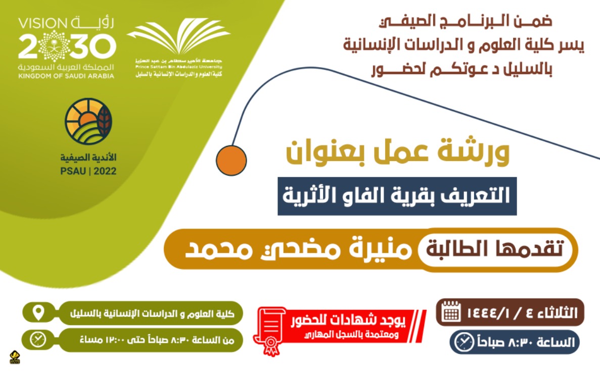 ورشة عمل بعنوان "التعريف بقرية الفاو الأثرية"