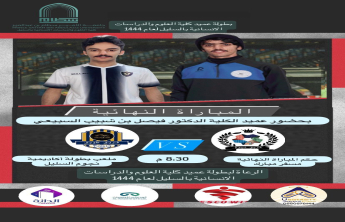 كلية العلوم والدراسات الإنسانية بالسليل تختتم بطولة كأس عميد الكلية